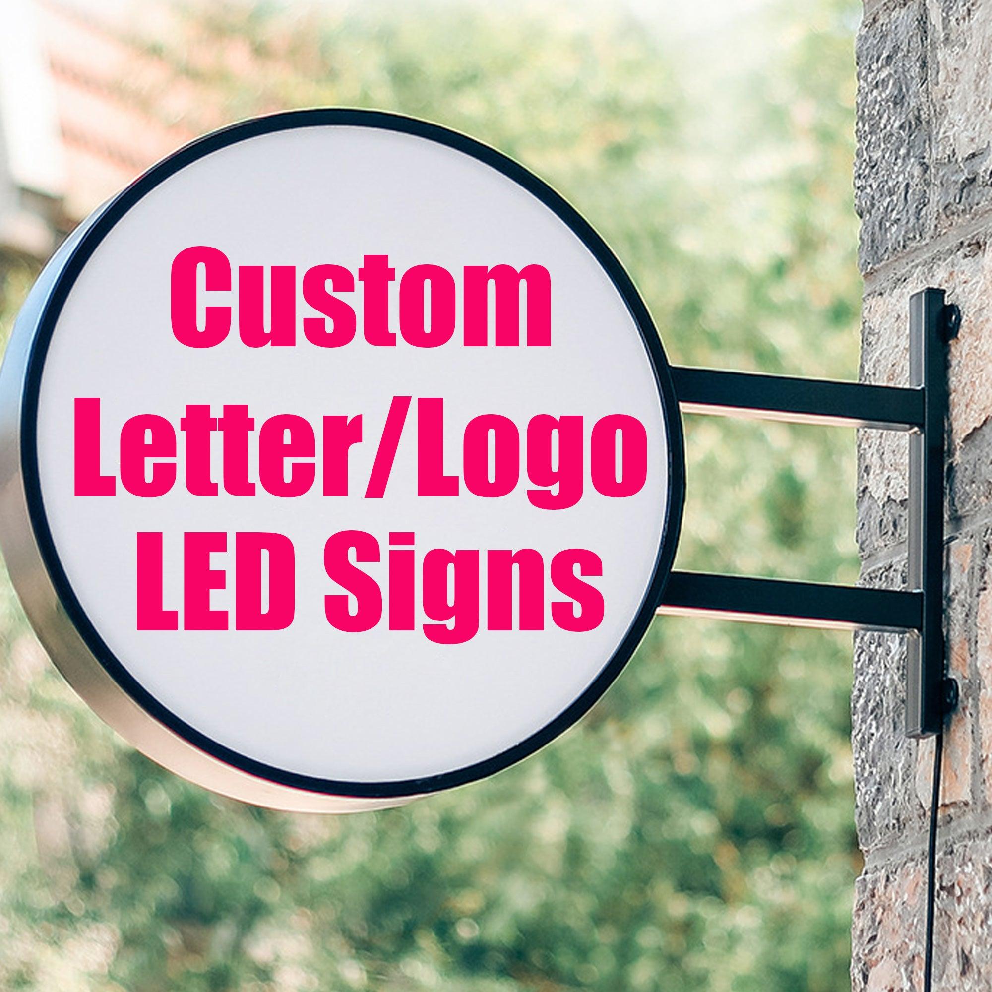Custom LED Light Box Sign Board, Custom Round Light Box Store Front Sign, Personalized LED Light LOGO Box for Home Party Birthday Wedding Gifts Letter Shop Bar Cafe Beauty Nail Salon Decor - CustomizeFactory